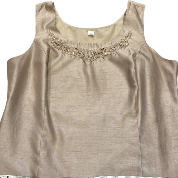 BLOUSE Sleeveless Sz 20W Beige Silk-look Side Zip Mother of the Bride - Picture 1 of 12